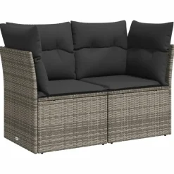 vidaXL Loungeset voor 7 met kussens en verstelbaar salontafel - Gris - 8 stuks