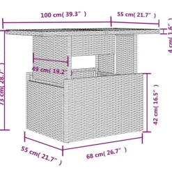 Loungesets-vidaXL Loungeset voor 5 met kussens & verstelbaar salontafel - Gris - 6 stuks