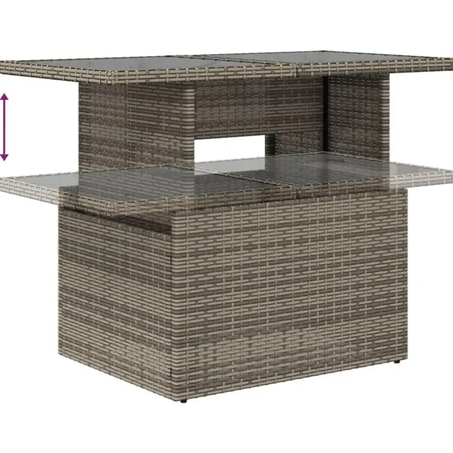 Loungesets-vidaXL Loungeset voor 5 met kussens & verstelbaar salontafel - Gris - 6 stuks