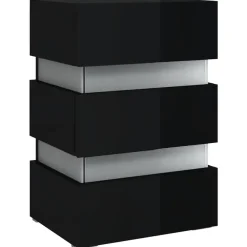 Nachtkastjes|Nachtkastjes-vidaXL Nachtkastje LED 45x35x67 cm bewerkt hout hoogglans zwart