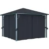 vidaXL Prieel met gordijn 300x300 cm aluminium antraciet