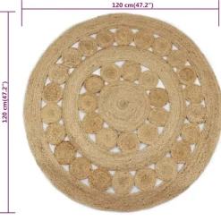 Jute Vloerkleden|Ronde Vloerkleden-vidaXL Rond Tapijt – Beige Jute – Ø120 cm – Natuurlijk Vloerkleed