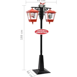 Kerstverlichting-vidaXL Straatlantaarn met kerstman 81x40x188 cm PVC zwart en rood
