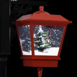 Kerstverlichting-vidaXL Straatlantaarn met kerstman 81x40x188 cm PVC zwart en rood