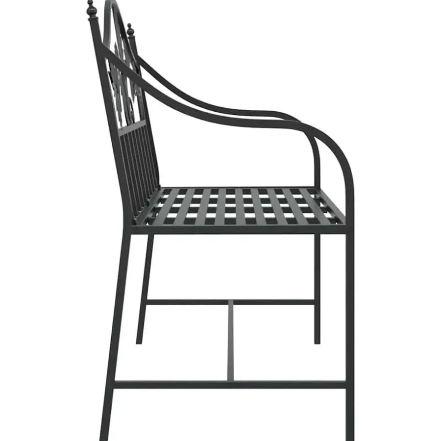 vidaXL Tuinbank met vogels en bloemen ontwerp -Zwart - Staal - 104x52.5x89 cm