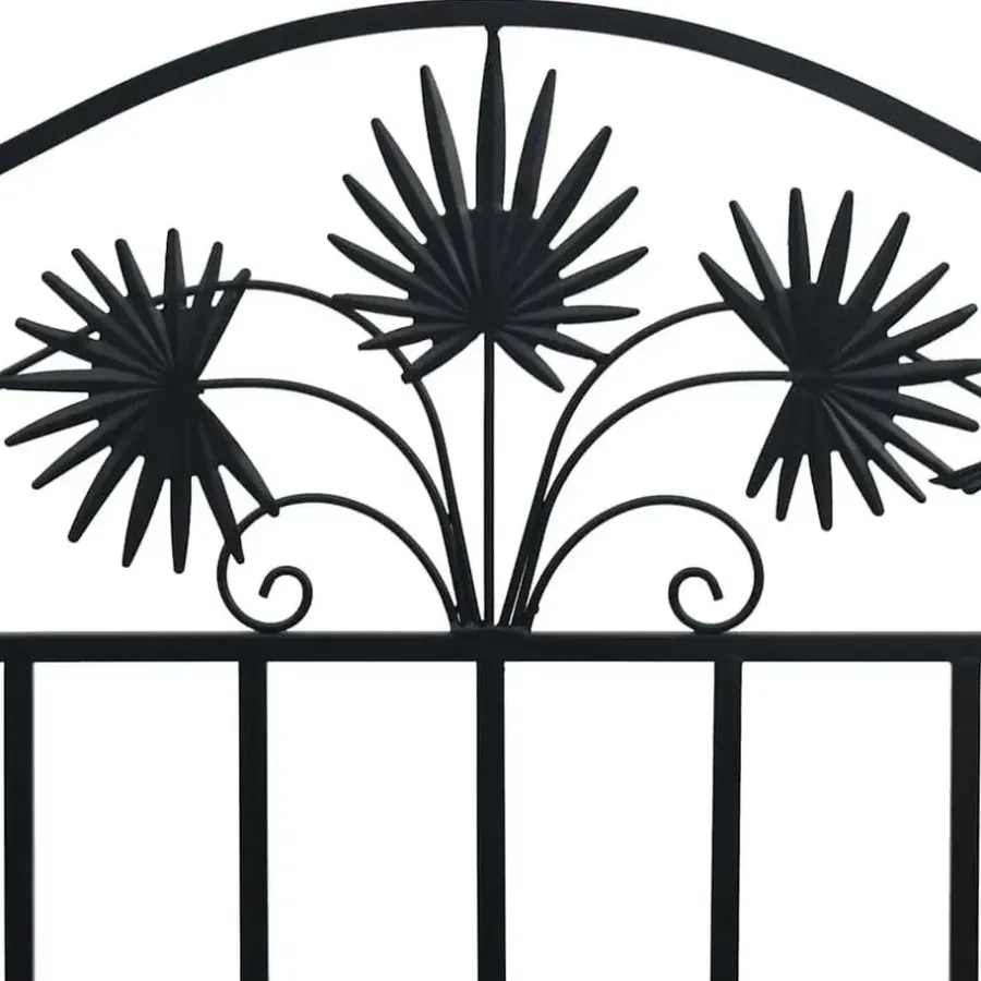 vidaXL Tuinbank met vogels en bloemen ontwerp -Zwart - Staal - 104x52.5x89 cm