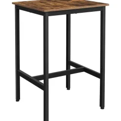 Bartafels-Vasagle Vierkante ontbijtbartafel met zwaar stalen frame, 60x60x90cm