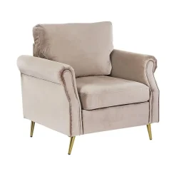 Fauteuils-Beliani VIETAS - Fauteuil - Beige - Fluweel
