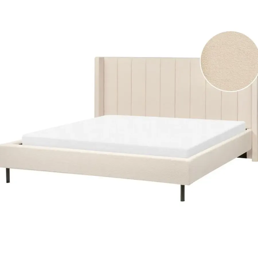 Beliani VILETTE - Tweepersoonsbed - Beige - 180 x 200 cm - Bouclé