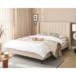 Twijfelaars-Beliani VILETTE - Tweepersoonsbed - Beige - 140 x 200 cm - Bouclé