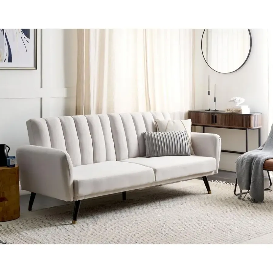 Beliani VIMMERBY - Slaapbank - Beige - Polyester