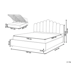 Beliani VINCENNES - Bed met opbergruimte - Roze - 140 x 200 cm - Fluweel