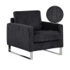 Beliani VIND - Fauteuil - Zwart - Corduroy