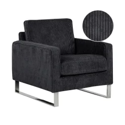 Beliani VIND - Fauteuil - Zwart - Corduroy