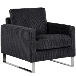 Beliani VIND - Fauteuil - Zwart - Corduroy