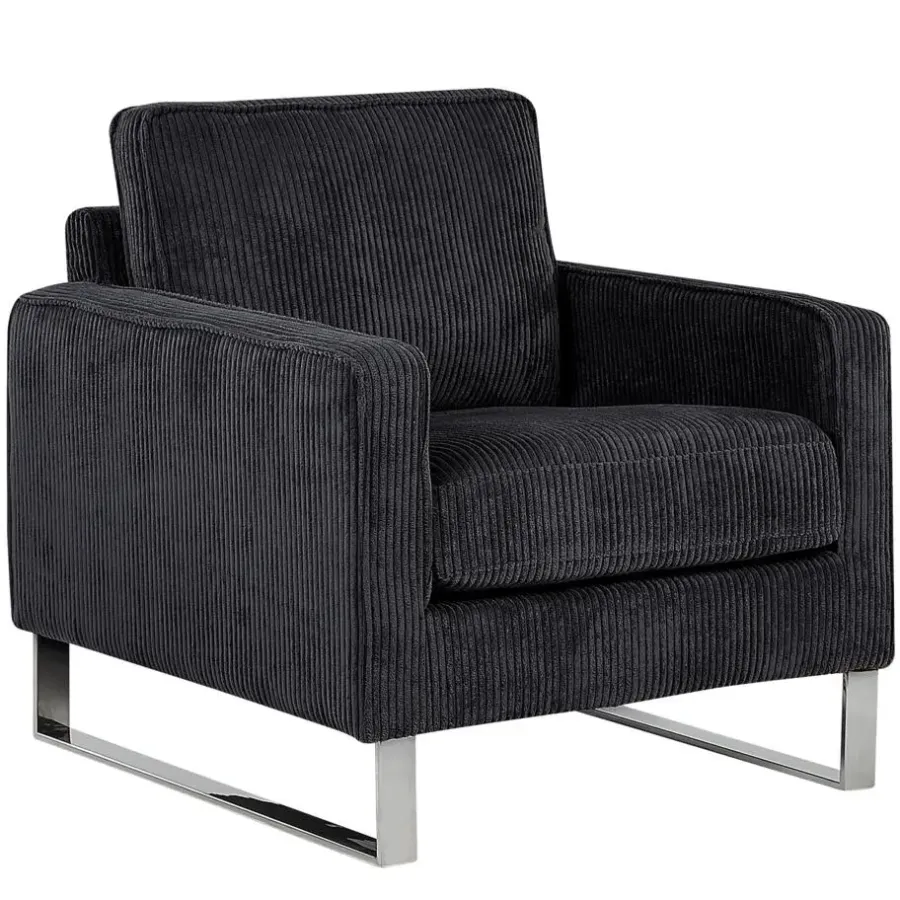 Beliani VIND - Fauteuil - Zwart - Corduroy