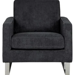 Beliani VIND - Fauteuil - Zwart - Corduroy