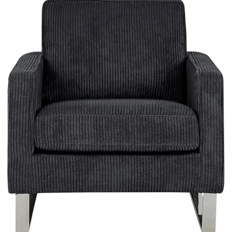 Beliani VIND - Fauteuil - Zwart - Corduroy