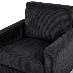 Beliani VIND - Fauteuil - Zwart - Corduroy