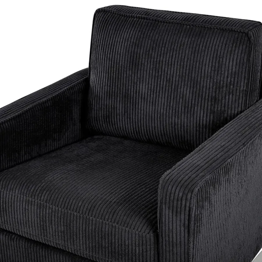 Beliani VIND - Fauteuil - Zwart - Corduroy