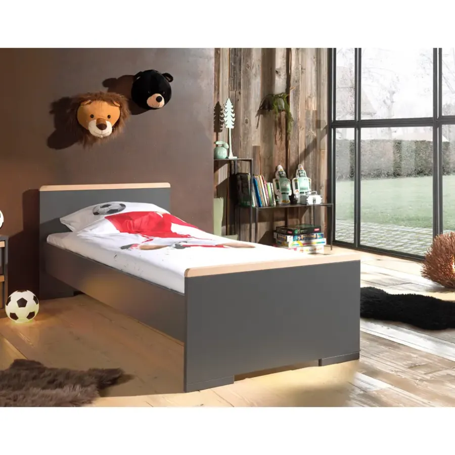 Kinderbedden-Vipack bed Londen - antraciet - 90x200 cm