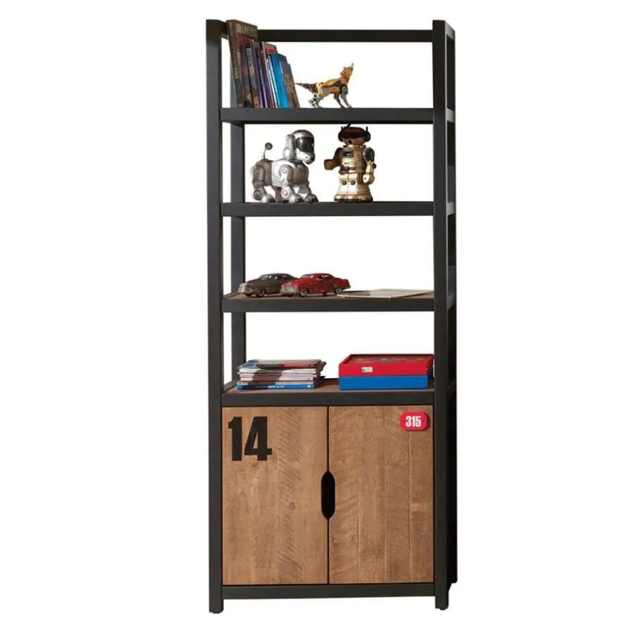 Boekenkasten|Boekenkasten-Vipack boekenkast Alex - bruin/zwart - 200x80x40 cm