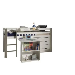 Kinderbedden-Vipack halfhoogslaper Pino met bureau en ladekast - wit - 114x105,4x209,4 cm