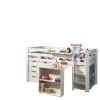 Vipack halfhoogslaper Pino met bureau - incl. lades - wit - 114x105x209,3 cm