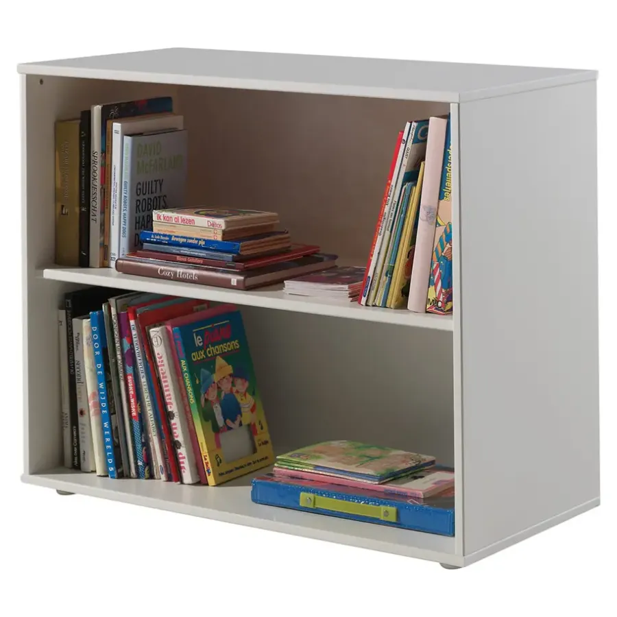 Kinderbedden-Vipack halfhoogslaper Pino met bureau en boekenkast - wit - 114x105,4x209,4 cm