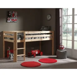 Kinderbedden-Vipack halfhoogslaper Pino met brandweerset - grenenhout