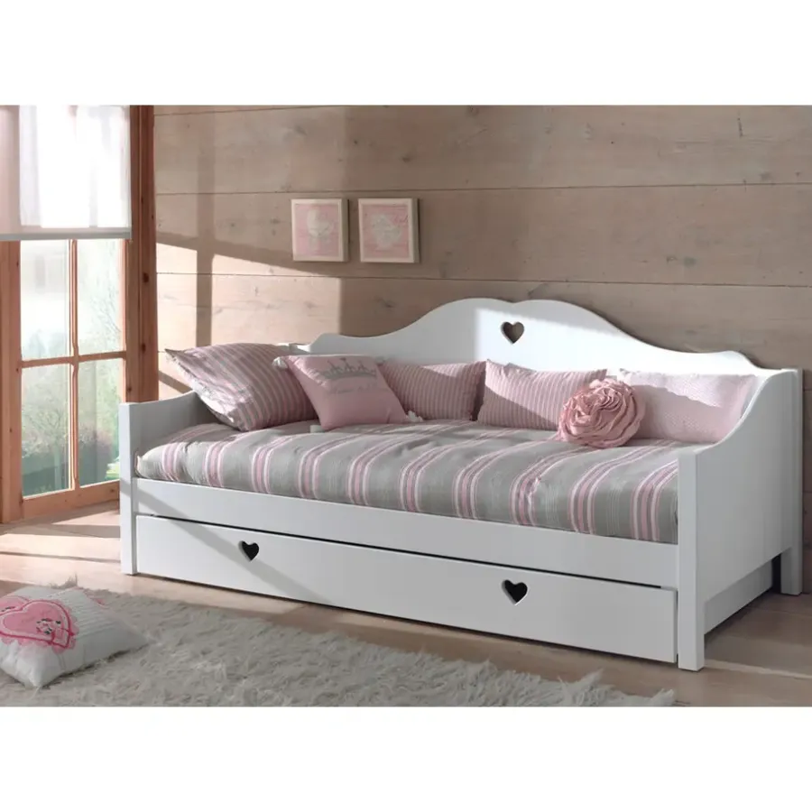 Kinderbedden-Vipack kajuitbed Amori met rolbed/opberglade - wit - 212x97x95 cm