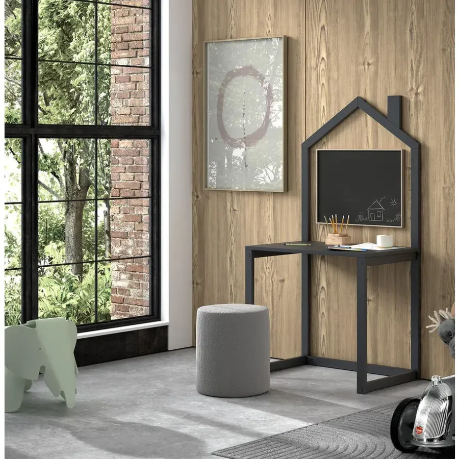 Bureaus-Leen Bakker Vipack kinderbureau Dallas - antraciet - 151x60x81 cm