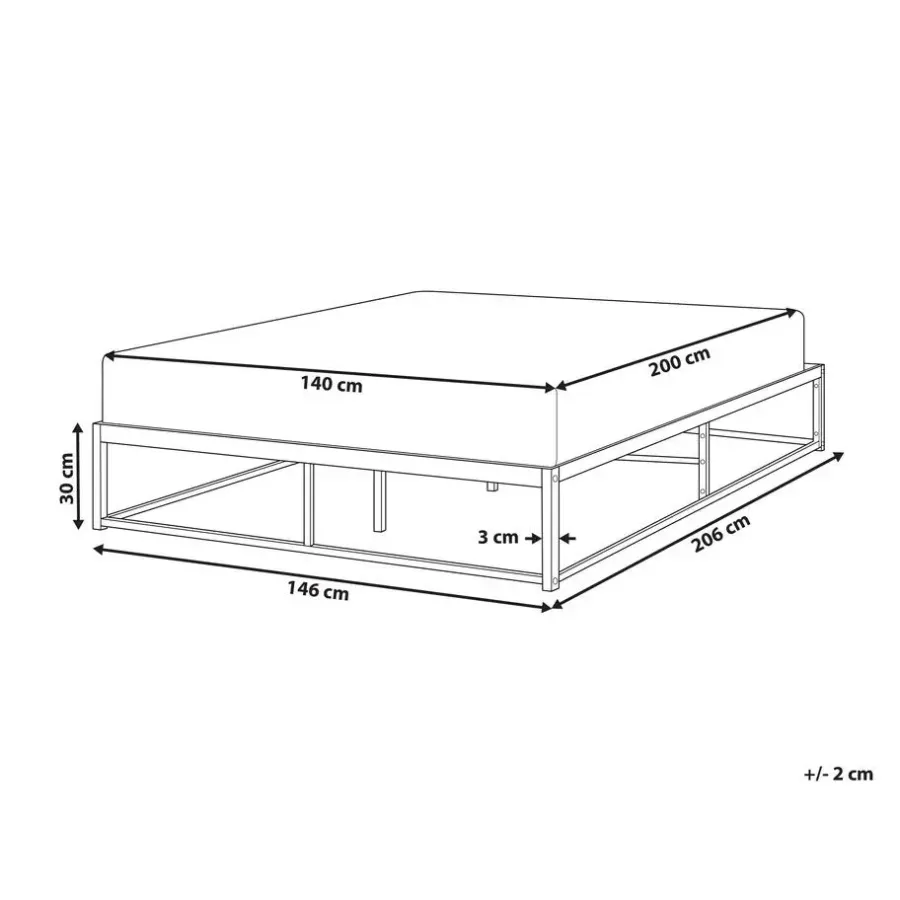 Beliani VIRY - Tweepersoonsbed - Zwart - 140 x 200 cm - Metaal