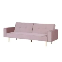 Beliani VISNES - Slaapbank 3-zits - Roze - Fluweel