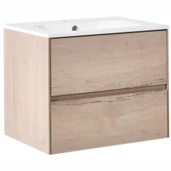 Wastafelkasten-Leen Bakker VITA - Wandgemonteerd meubel met wasbak - Lichtbruin - MDF