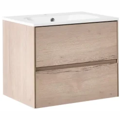 Wastafelkasten-Leen Bakker VITA - Wandgemonteerd meubel met wasbak - Lichtbruin - MDF