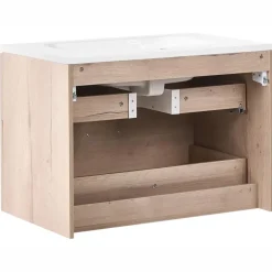 Wastafelkasten-Leen Bakker VITA - Wandgemonteerd meubel met wasbak - Lichtbruin - MDF