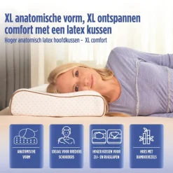 Hoofdkussens-Vitapur Hoofdkussen - Latex hoofdkussen - Verkoelend - 60x40 cm