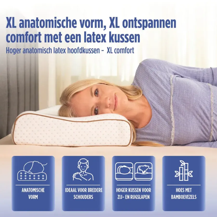 Hoofdkussens-Vitapur Hoofdkussen - Latex hoofdkussen - Verkoelend - 60x40 cm