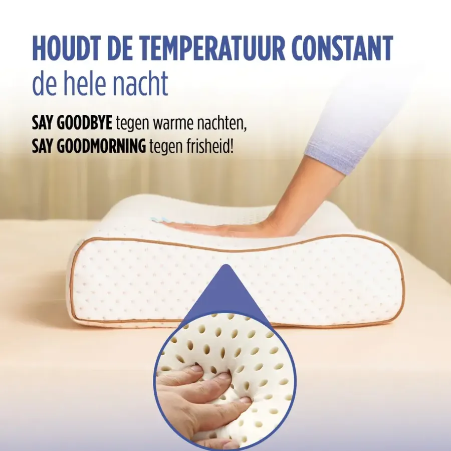 Hoofdkussens-Vitapur Hoofdkussen - Latex hoofdkussen - Verkoelend - 60x40 cm