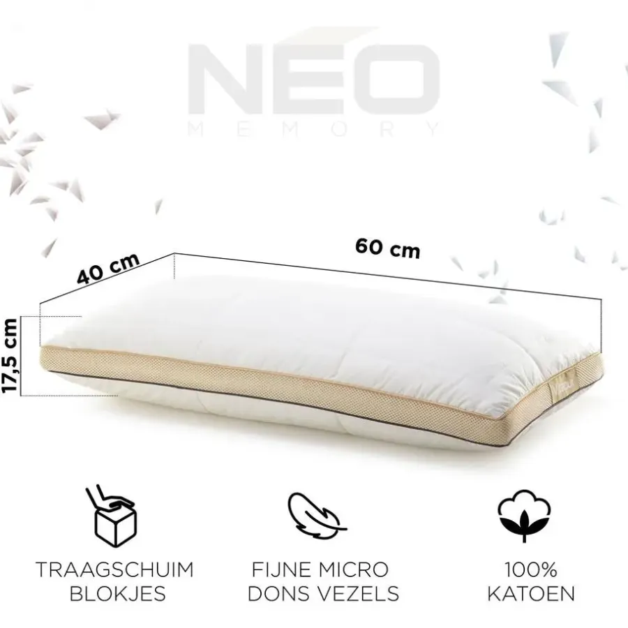 Vitapur Kinderkussen - Traagschuim vulling - 40x60 cm - 2 stuks