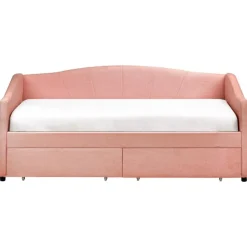 1-Persoons Bedden-Beliani VITTEL - Bed met opberger - Roze - Polyester
