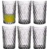 Waterglazen-Vivalto Drinkglazen Diamonds - grijs glas - 6x - 370 ml
