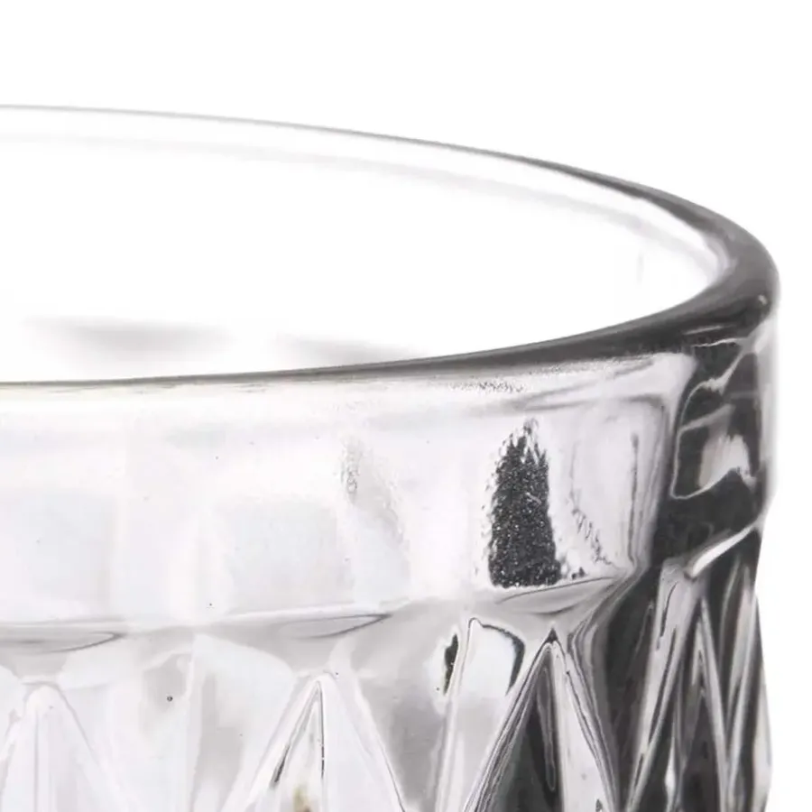 Waterglazen-Vivalto Drinkglazen Diamonds - grijs glas - 6x - 370 ml