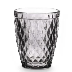 Waterglazen-Vivalto Drinkglazen Diamonds - grijs glas - 6x - 250 ml