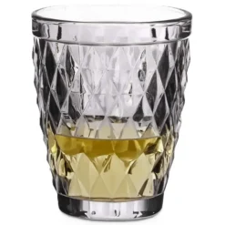 Waterglazen-Vivalto Drinkglazen Diamonds - grijs glas - 6x - 250 ml