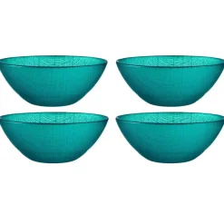 Kommen-Vivalto schaaltjes/kommetjes - glas - turquoise blauw - D15 cm