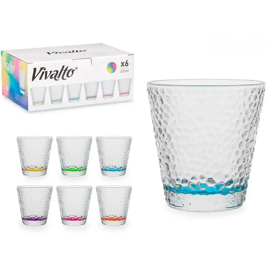 Waterglazen-Vivalto Waterglazen/drinkglazen - 6x - kleurenmix - 310 ml - 9 cm