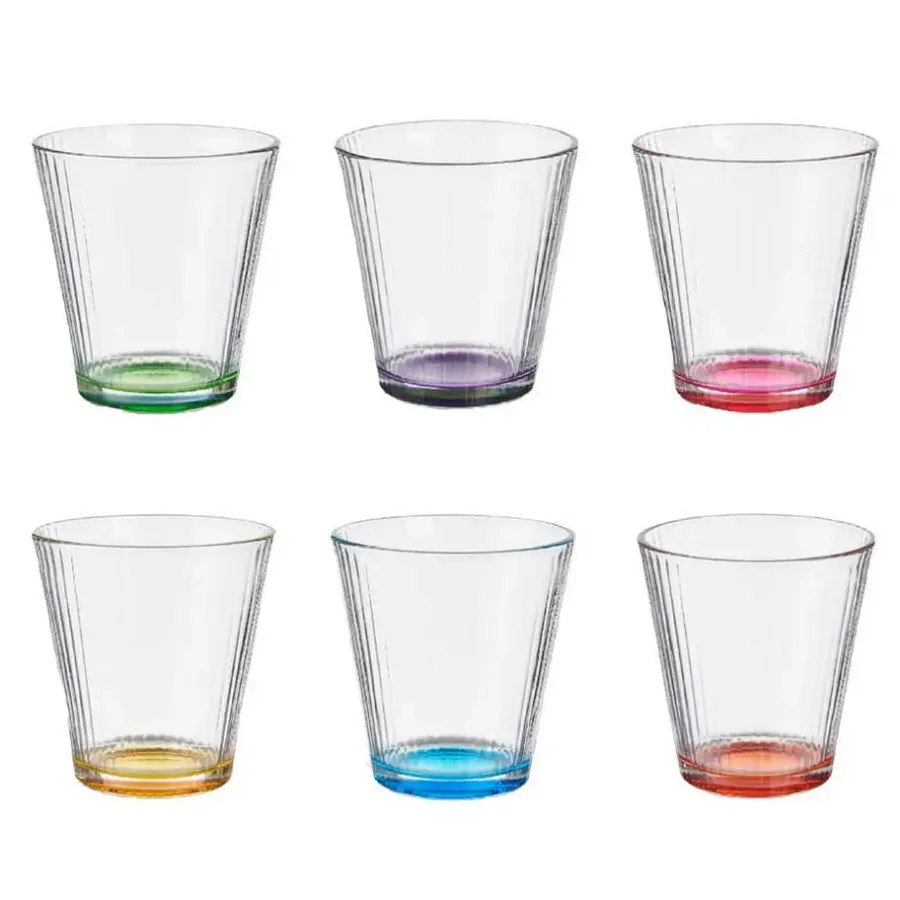 Waterglazen-Vivalto Waterglazen/drinkglazen - 6x - kleurenmix - 310 ml - 9 cm