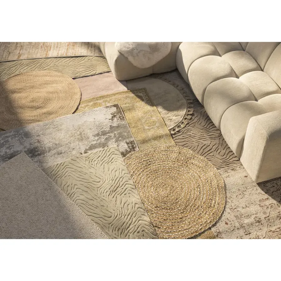 Vloerkleden|Jute Vloerkleden-Leen Bakker Vloerkleed Madras - naturel - Ø100 cm
